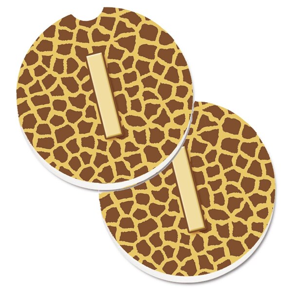 Carolines Treasures Monogram Initial I Giraffe Cup Holder Car Coaster, PK2 CJ1025-ICARC - main
